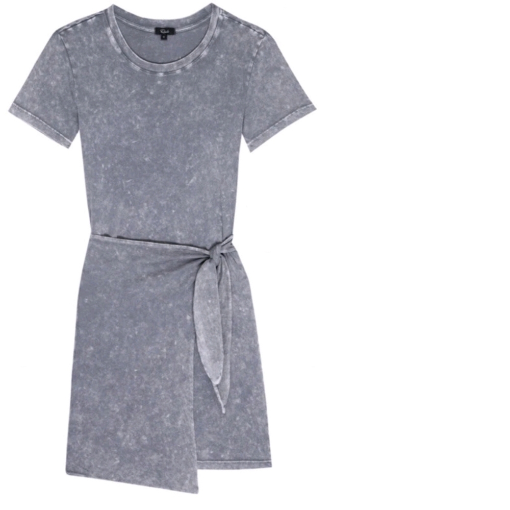 Rails Edie Faux Wrap Tie T-shirt Dress Acid Wash XS Fitted Bodycon Summer Spring